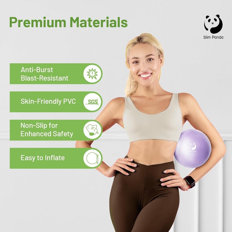 Slim Panda Pilates Ball, 9 Inch Small Exercise Ball, Anti Burst Mini Yoga Ball for Stability, Workout, Barre, Core Strength, Physical Therapy, Balance, Stretching - Image 2